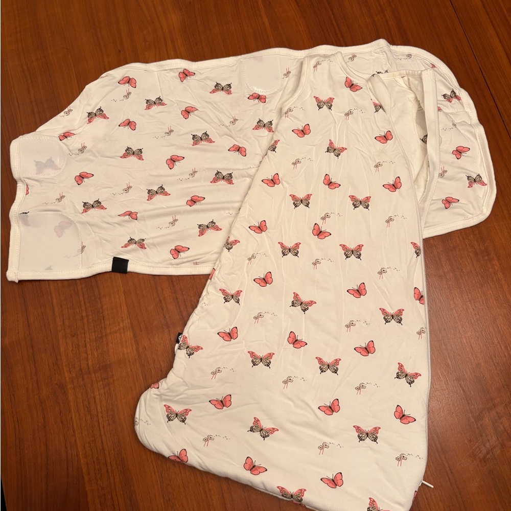 Kyte BABY Pink and Cream Butterfly Sleep Sack